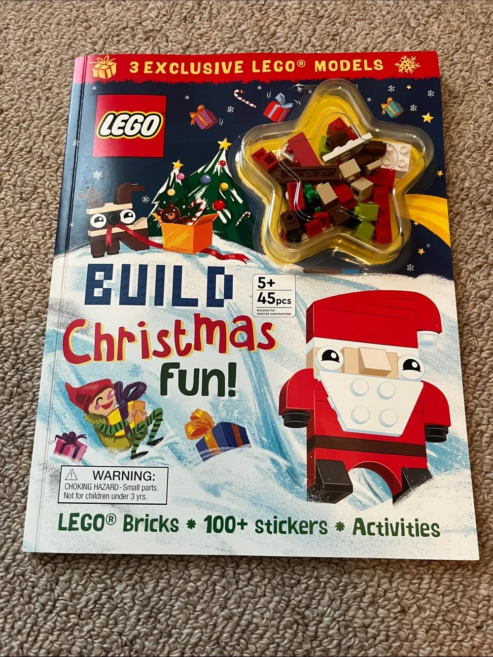 Lego Christmas Build Book with Red, White, Green & Brown Bricks